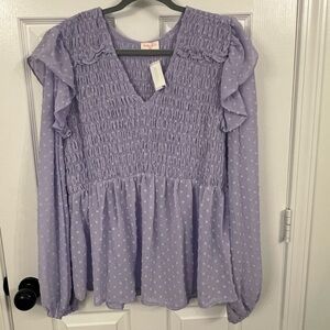 Elegant Lavender Ruffle Blouse